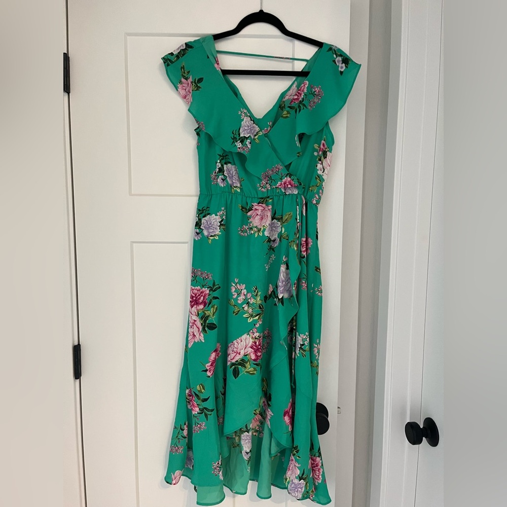 Socialite Green Floral High Low Dress